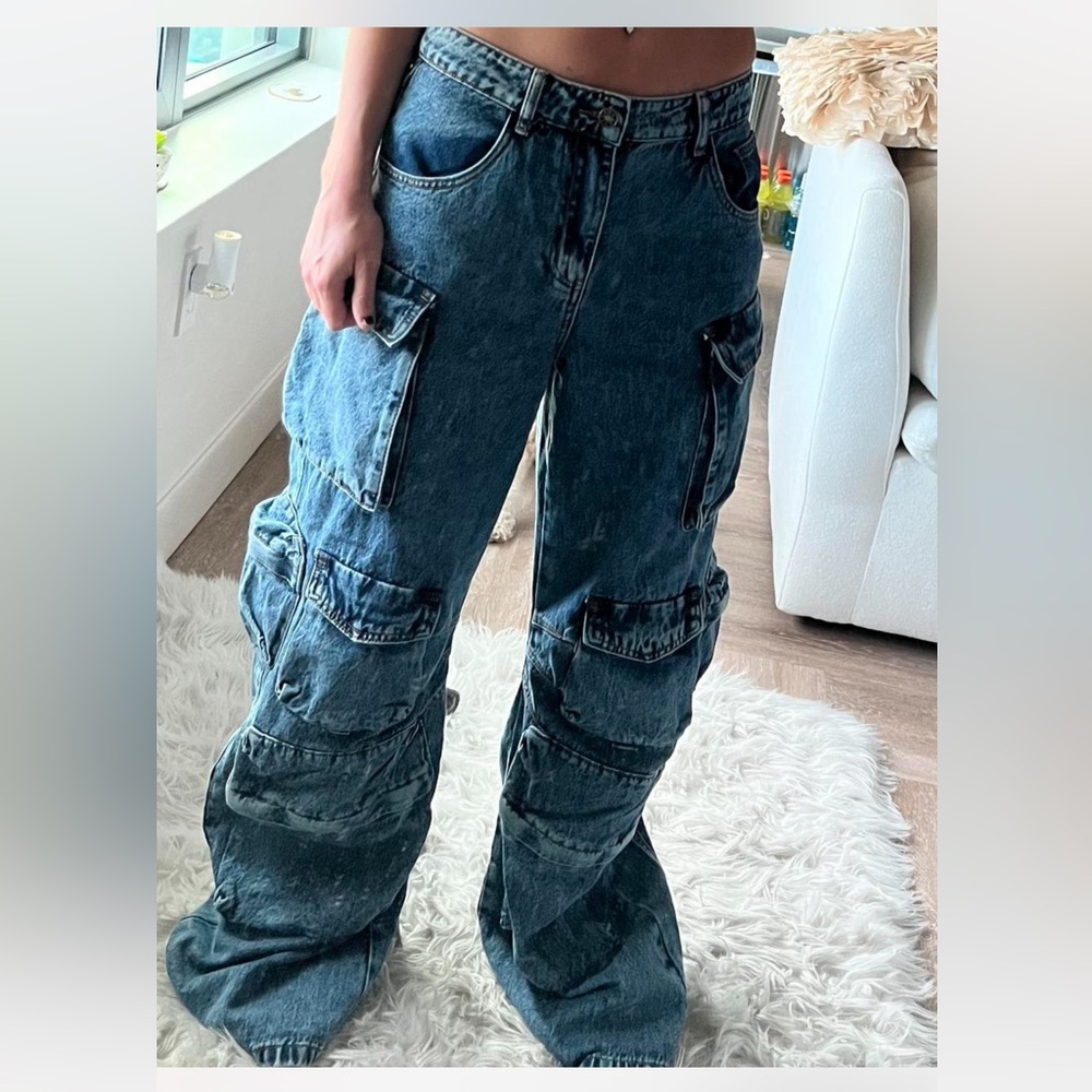 Lioness Denim Cargo Flare Jeans